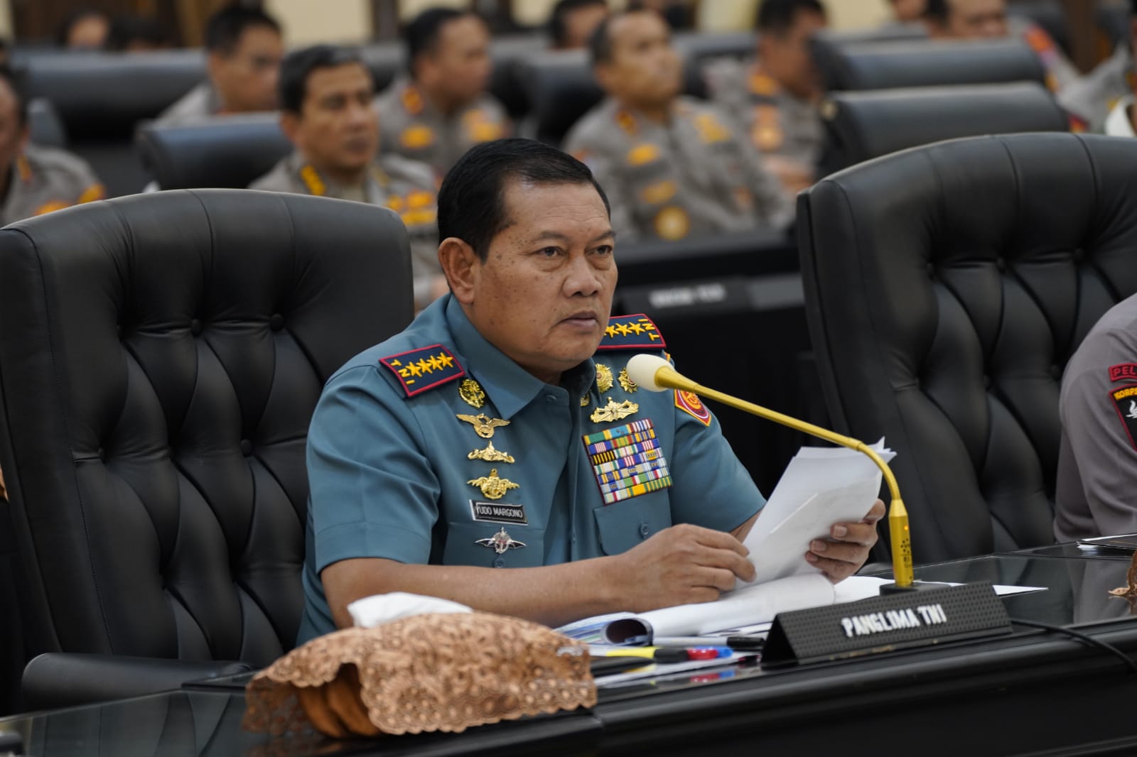 Panglima TNI Laksamana TNI Yudo Margono S.E., M.M menghadiri Rakor Lintas Sektoral tentang pengamanan Idul Fitri 1444 H Tahun 2023