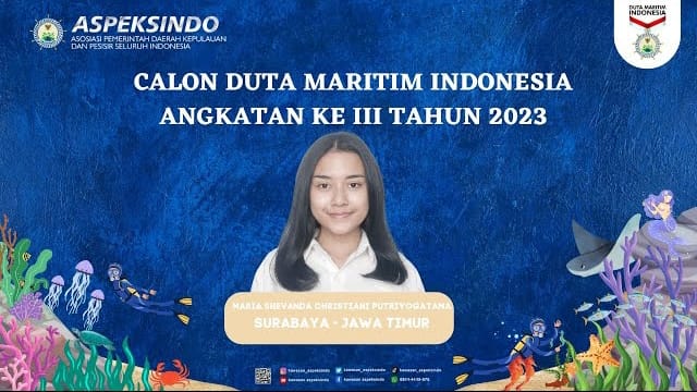 Maria Shevanda Christiani Putriyogatama mengukir prestasi dengan lulus sebagai salah satu finalis Duta Maritim Indonesia