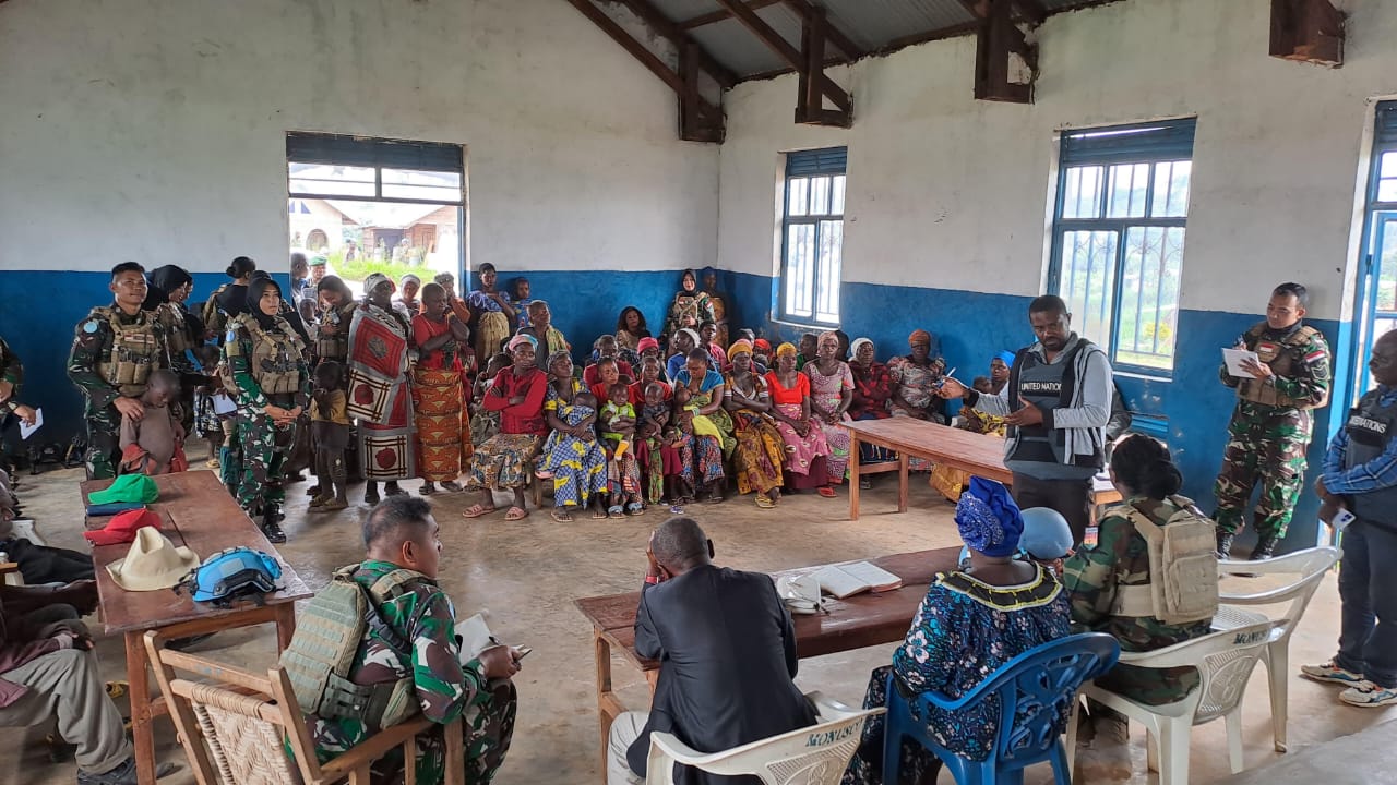 Satgas Indo RDB XXXIX-E/MONUSCO Temporary Operating Base (TOB) Tchabi dan Female Engagement Team (FET) dalam rangka melaksanakan mandat protection of civilian