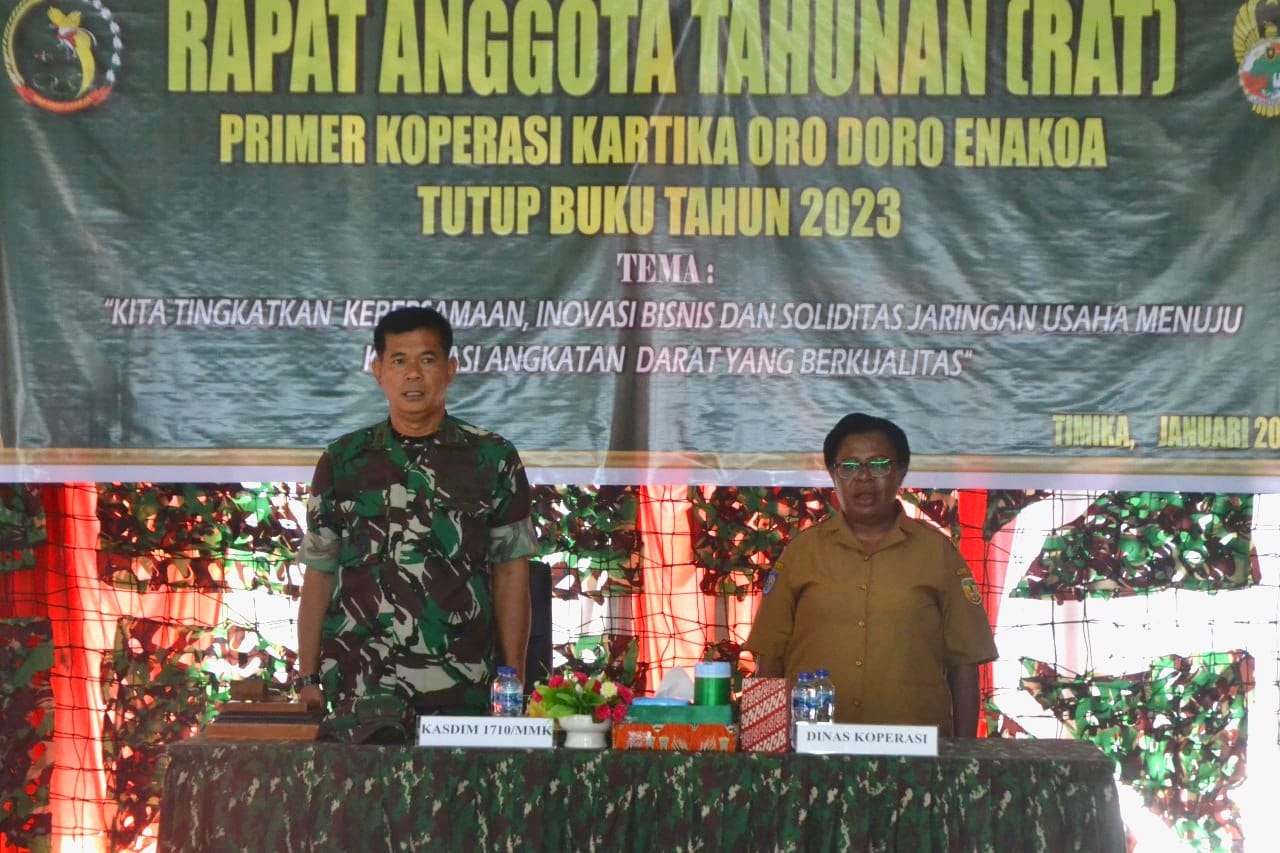 Primer Koperasi Kartika Oro Doro Enakoa Kodim 1710/Mimika menggelar kegiatan Rapat Anggota Tahunan (RAT) Tutup Buku Tahun 2023