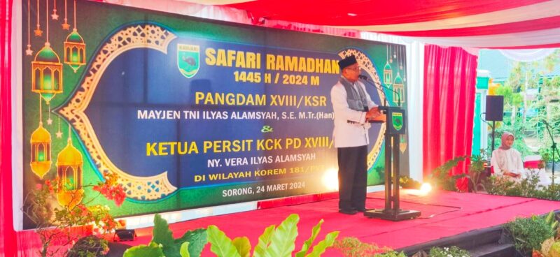 Safari Ramadhan 1445 H/2024 M bersama dengan prajurit, PNS serta keluarga besar Korem 181/PVT, di Sorong, Papua Barat Daya