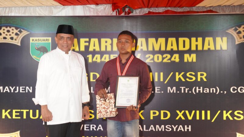 Pangdam XVIII/Kasuari beserta seluruh keluarga besar Kodam menyampaikan rasa bangga dan apresiasi kepada Prada Rio