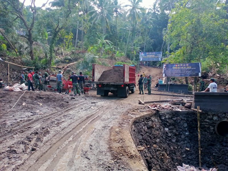 Pelaksanaan tugas Satgas TMMD 119 Kodim 1623/Karangasem di Desa Selumbung, Kec. Manggis, Kab. Karangasem, Bali, sudah akan mendekati selesai