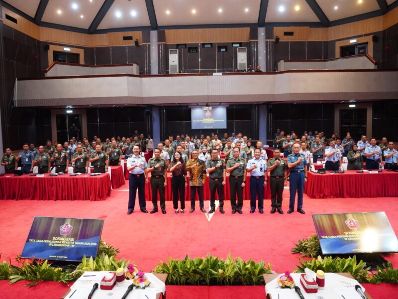 Sosialisasi tata cara penyusunan Renstra tahun 2025-2029 di lingkungan TNI, bertempat di Aula Gatot Soebroto Mabes TNI, Cilangkap