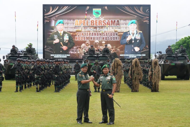 Mayjen TNI Haryanto, S.I.P., M.Tr.(Han)., resmi menerima tugas sebagai Panglima Kodam (Pangdam) XVIII/Kasuari