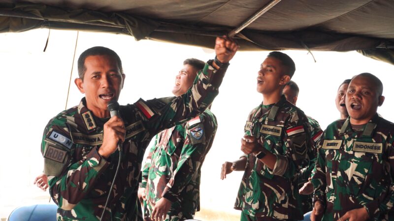 Umat Kristiani di seluruh jajaran Satgas Indo RDB XXXIX-E/MONUSCO serentak laksanakan ibadah bersama di kompi masing-masing