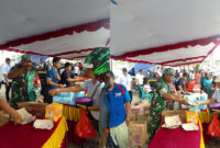 Babinsa Koramil 1710-02/Timika Serka A. Weyau bersama Bhabinkamtibmas melaksanakan pemantauan dan monitoring kegiatan pasar murah