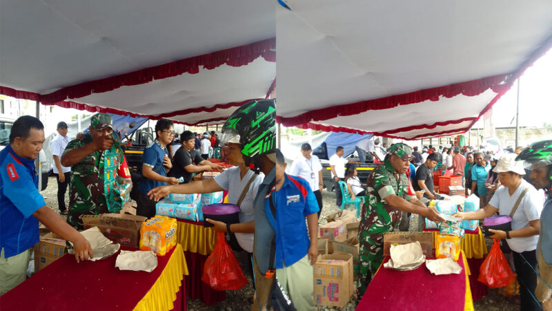 Babinsa Koramil 1710-02/Timika Serka A. Weyau bersama Bhabinkamtibmas melaksanakan pemantauan dan monitoring kegiatan pasar murah