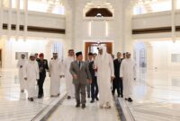 Menteri Pertahanan RI Prabowo Subianto menemui pemimpin negara Qatar atau Emir Qatar, Yang Mulia Sheikh Tamim bin Hamad Al Thani, di Istana Amiri Diwan, Doha