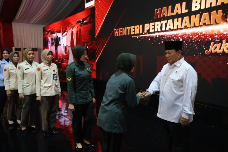 Menteri Pertahanan Prabowo Subianto menggelar acara Halal Bihalal dan Pengarahan kepada sejumlah 1.000 pegawai Kemhan