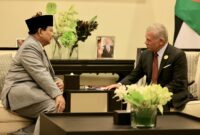 Menteri Pertahanan RI Prabowo Subianto bersama Raja Yordania Abdullah II bin Al-Hussein kembali duduk bersama dan menggelar pertemuan bilateral