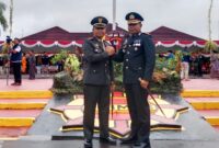 Dandim 1710/Mimika Letkol Inf Dedy Dwi Cahyadi menghadiri Upacara HUT Bhayangkara Ke-78 Tahun 2024 bertempat di Lapangan Hitam Batalyon B Brimob Timika