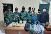 Satuan Tugas (Satgas) Pengamanan Perbatasan (Pamtas) Republik Indonesia - Malaysia Yonzipur 5/ABW mengamankan Narkotika jenis sabu seberat 8,4 Kg