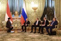 Menteri Pertahanan Republik Indonesia (Menhan RI) Prabowo Subianto tiba di Istana Kremlin, Moskow, Rusia