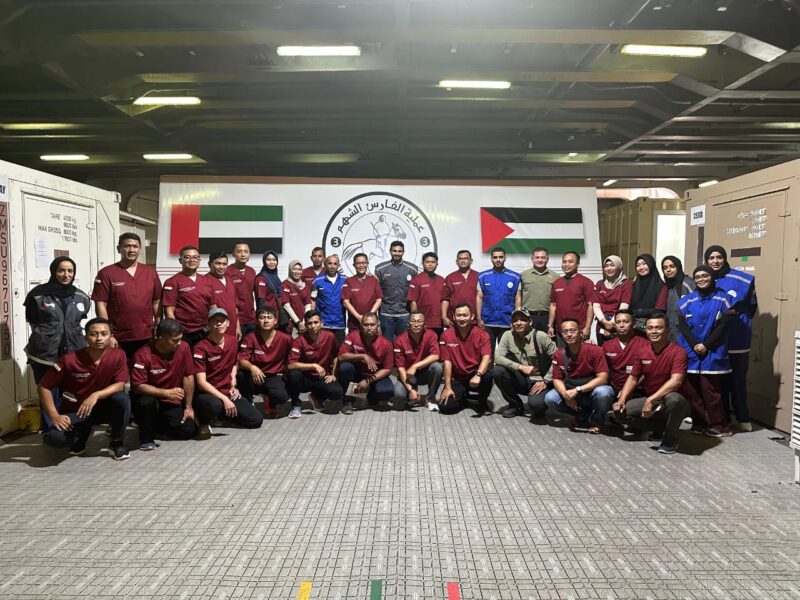 Sebanyak 25 dari 40 personel tenaga kesehatan (nakes) TNI tiba di Abu Dhabi, UEA sekitar pukul 05.00 waktu setempat