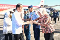 Kedatangan Presiden Joko Widodo bersama rombongan menggunakan pesawat Kepresidenan dari Bandara Halim Perdana Kusuma, Jakarta