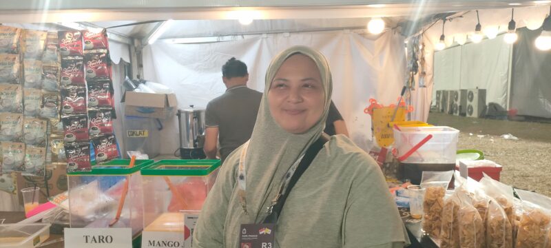 Inna Tania salah satu pelaku UMKM minuman, mengakui sangat beruntung bisa menjajakan dagangannya di Gelora Bung Karno