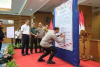 Kegiatan deklarasi Pilkada damai Forum Koordinasi Pimpinan Kota (Forkopimko) Jakarta Utara, Rabu (25/09/2024) bertempat di ruang Bahari