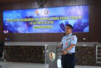 Danlanud Sultan Hasanuddin, Marsma TNI Bonang Bayuaji G, S.E., M.M., CHRMP, menghadiri sosialisasi perkembangan dan antisipasi tindak pidana terorisme
