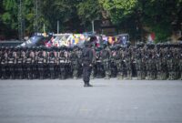 Polri menggelar geladi bersih apel gelar pasukan dalam rangka pengamanan pelantikan Presiden dan Wakil Presiden terpilih
