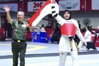 Letjen TNI Richard Tampubolon sebagai Ketua Pengurus Besar Taekwondo Indonesia (PBTI) terpancar ekspresi wajah rasa bangga