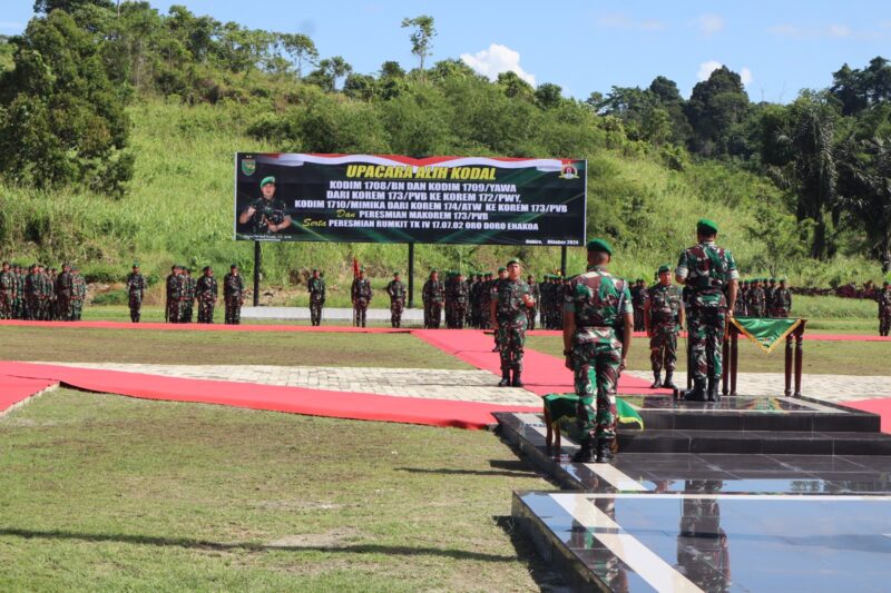 Kodim 1710/Mimika dengan resmi beralih Kodal, dari Korem 174/ATW ke Korem 173/PVB
