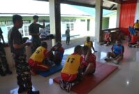 Anggota Kodim 1710/Mimika melaksanakan Tes Kesegaran Jasmani (Garjas) Periodik II tahun 2024
