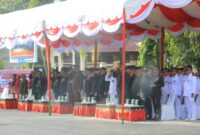 Kasiops Korem 012/TU Mayor Inf Rana Mega Al-Amin, S.I.P., turut serta mengikuti Upacara Bendera dalam rangka memperingati Hari Pahlawan ke-79