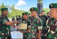 Seluruh personel Makorem 012/TU menerima Kaporlap di halaman Mako setempat, Desa Ujung Tanoh Darat, Kecamatan Johan Pahlawan, Kabupaten Aceh Barat