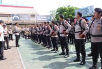 Polres Pelabuhan Tanjung Priok menggelar apel kesiapan personel Pam TPS dan pengecekan logistik perlengkapan perorangan lapangan