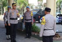 Polres Pelabuhan Tanjung Priok menggelar Apel Pergeseran Pasukan Pengamanan TPS di lapangan Presisi