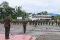 Kodim 1710/Mimika melaksanakan upacara dalam rangka memperingati Hari Juang TNI AD Ke-79 di Lapangan Upacara Makodim 1710/Mimika