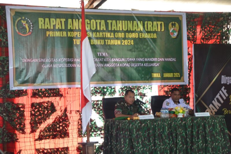 Primer Koperasi Kartika Oro Doro Enakoa Kodim 1710/Mimika menggelar kegiatan Rapat Anggota Tahunan (RAT) tutup buku tahun 2024