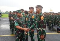 Panglima TNI Jenderal TNI Agus Subiyanto menyambut kedatangan Kontingen Patriot Indonesia yang telah berpartisipasi dalam Parade