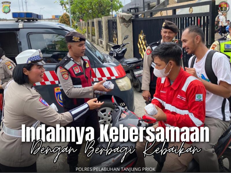 Polres Pelabuhan Tanjung Priok kembali melaksanakan kegiatan Indahnya Kebersamaan Berbagi Kebaikan dengan membagikan 150 paket makanan