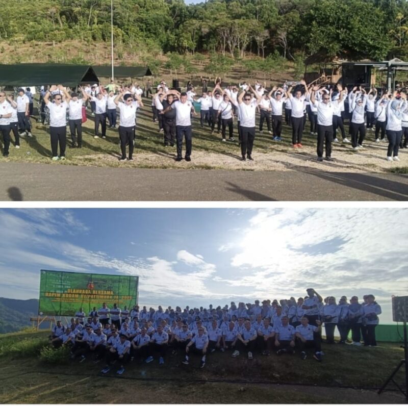 Komandan Korem (Danrem) 151 Binaiya Brigadir Jenderal TNI Antoninho Rangel da Silva di sela-sela kegiatan jalan santai bersama Forkompinda