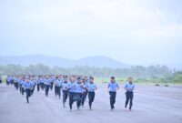 Lanud Sultan Hasanuddin menggelar kegiatan olahraga bersama, bertempat Apron Galaktika Lanud Sultan Hasanuddin, Makassar