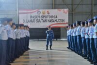 Personel Lanud Sultan Hasanuddin mengikuti sosialisasi serta Pengawasan dan Evaluasi (Wasev) Staf Potensi Dirgantara (Spotdirga) Mabesau