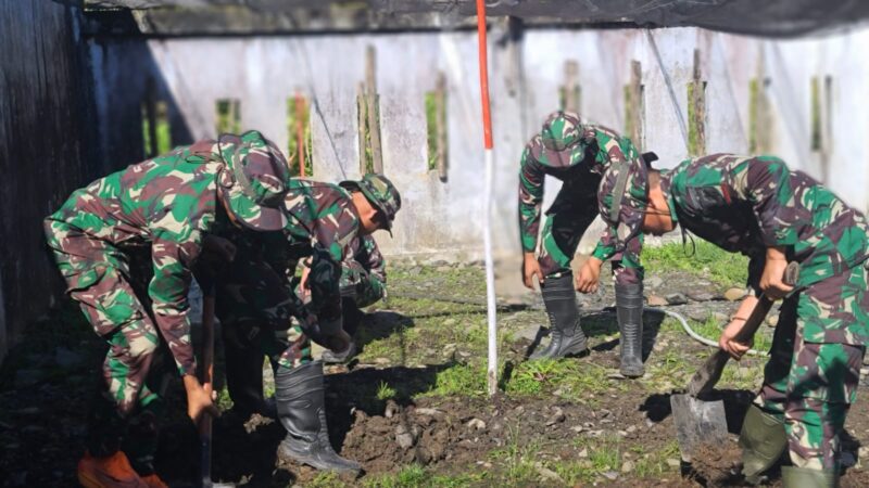 Personel Satgas Pamtas Kewilayahan Yonif 715/Motuliato, ciptakan ketahanan pangan dengan bercocok tanam di lahan sekitar Pos Pruleme