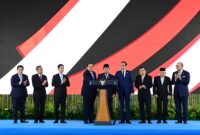 Peresmian Badan Pengelola Investasi Daya Anagata Nusantara (Danantara) oleh Presiden RI Prabowo Subianto, bertempat di halaman Istana Kepresidenan