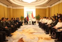 Panglima TNI Jenderal TNI Agus Subiyanto mendampingi Menteri Pertahanan RI Sjafrie Sjamsoeddin melakukan courtesy call