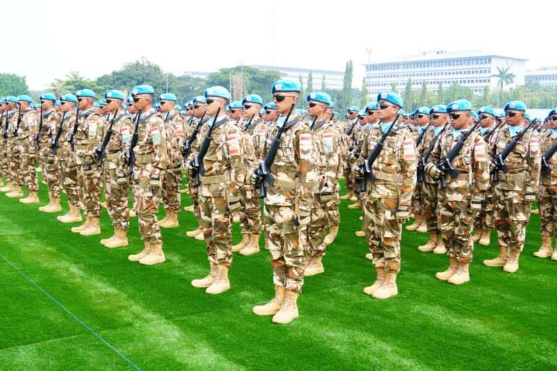 Upacara Pemberangkatan Satgas TNI Kontingen Garuda UNIFIL TA. 2025 di Lapangan Prima, Mabes TNI, Cilangkap, Jakarta Timur