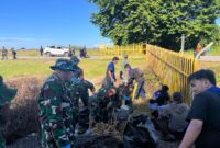 Kodim 1710/Mimika melalui kegiatan bersama Divisi Enviromental PT. Freeport Indonesia dan Dinas Lingkungan Hidup Kab. Mimika lakukan karya bakti