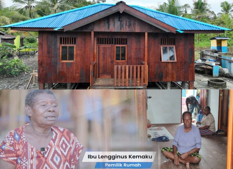 Rumah tipe 36 yang sederhana namun layak huni kini berdiri kokoh menggantikan rumah lama miliknya, adalah bentuk nyata kepedulian TNI