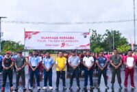 Kodim 1710/Mimika turut ambil bagian dalam kegiatan olahraga bersama yang digelar oleh Polres Mimika