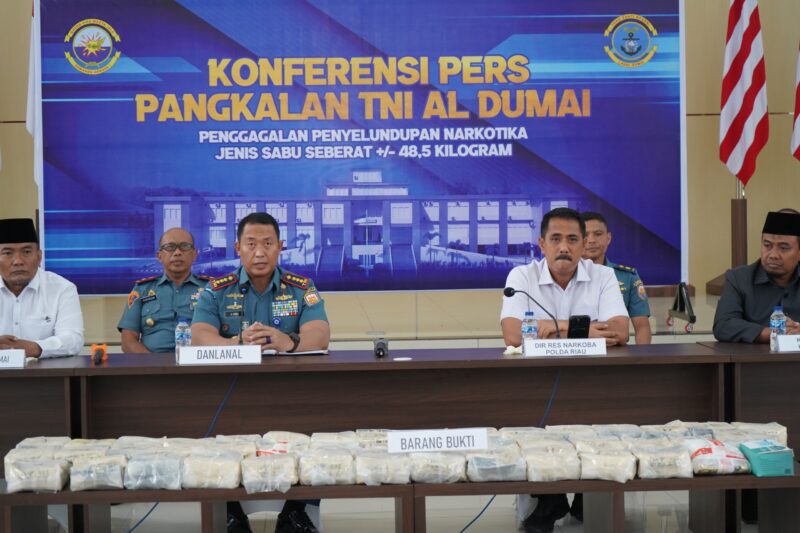 Tim Fleet One Quick Response (F1QR) dari Pangkalan TNI AL (Lanal) Dumai, aparat berhasil menggagalkan penyelundupan narkotika jenis sabu