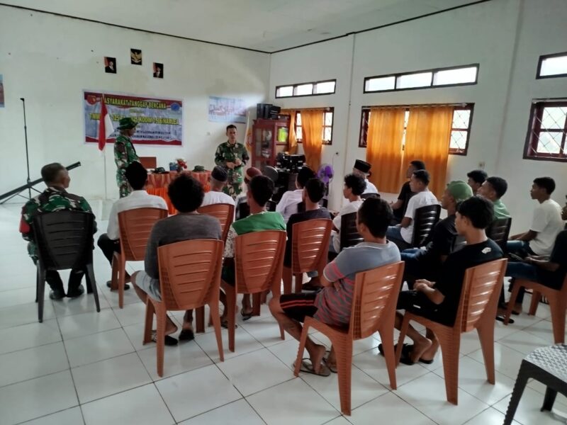 Satuan Tugas TNI Manunggal Membangun Desa (Satgas TMMD) Kodim 1506/Namlea melaksanakan kegiatan sosialisasi masyarakat tanggap bencana