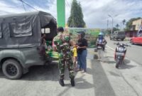 Kodim 1710/Mimika melalui Koramil jajaran berkolaborasi dengan Bulog terus menggelar Gerakan Pangan Murah