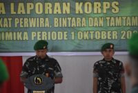Kodim 1710/Mimika menyelenggarakan acara Tradisi Korps Raport kenaikan pangkat para anggota yang mendapatkan kenaikan pangkat