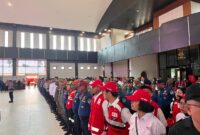 Apel Kesiapsiagaan dalam upaya menghadapi potensi bencana hidrometeorologi tahun 2025 yang dipimpin oleh Kapolres Mimika